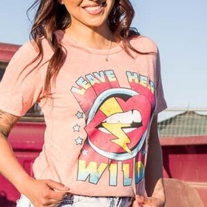Peach “leave her wild” tee